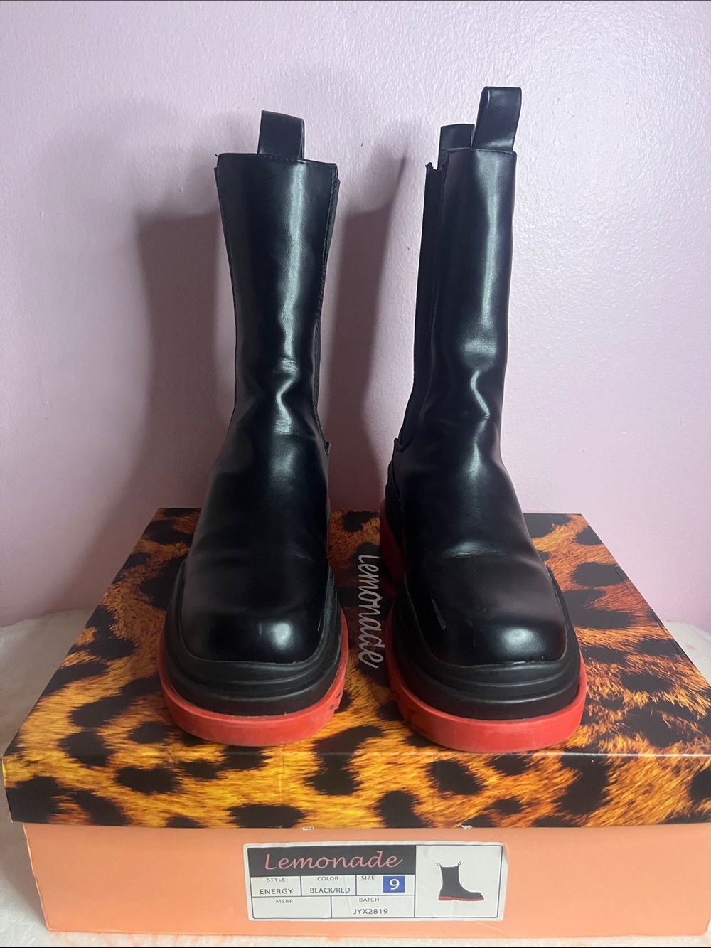 Lemonade Energy Platform Boots - Black/Red